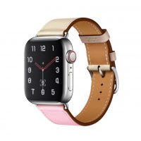 eses Színes bőr szíj Apple Watchhoz - Bézs rózsaszín 38mm, 40mm, 41mm