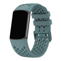 eses Szilikon pánt lyukakkal Fitbit Charge 5 és 6 készülékhez - Kék Szürke