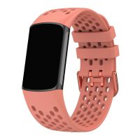 eses Szilikon pánt lyukakkal Fitbit Charge 5 és 6 készülékhez - Rózsaszín