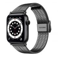 eses Fém szíj az Apple Watch-hoz háromcsíkos csíkkal - Fekete 42mm, 44mm, 45mm, 49mm