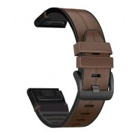 eses Sport bőr szíj Garmin készülékhez - Sötétbarna, QuickFit 22 mm