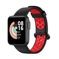 eses Perforált szilikon szíj Xiaomi Mi Watch Lite készülékhez - Fekete piros
