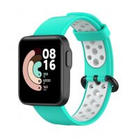 eses Perforált szilikon szíj Xiaomi Mi Watch Lite készülékhez - Menta fehér