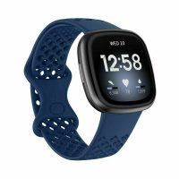 eses Perforált szilikon szalag Fitbit Versa 3 és 4, Sense 1 és 2 - L méret, kék