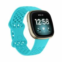 eses Perforált szilikon szalag Fitbit Versa 3 és 4, Sense 1 és 2 - L méret, menta