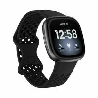 eses Perforált szilikon szalag Fitbit Versa 3 és 4, Sense 1 és 2 - S méret, fekete