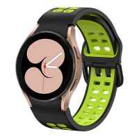 eses Szilikon szíj Samsung Galaxy Watch 4, 5, 6 órához - Fekete és zöld, 20 mm