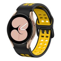 eses Szilikon szíj Samsung Galaxy Watch 4, 5, 6 órához - Fekete és sárga, 20 mm