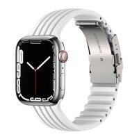 eses Szilikon szíj Apple Watchhoz fém csattal - Fehér 42mm, 44mm, 45mm, 49mm