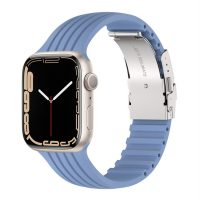 eses Szilikon szíj Apple Watchhoz fém csattal - Kék 38mm, 40mm, 41mm