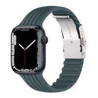 eses Szilikon szíj Apple Watchhoz fém csattal - Zöld 38mm, 40mm, 41mm