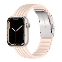 eses Szilikon szíj Apple Watchhoz fém csattal - Rózsaszín 42mm, 44mm, 45mm, 49mm