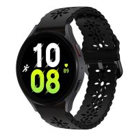 eses Perforált mintás szilikon szíj Samsung Galaxy Watch 4, 5, 6 készülékekhez - Fekete, 20 mm