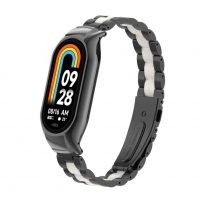 eses Fém szíj Xiaomi Mi Band 8-hoz - Fekete-fehér