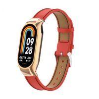 eses Bőr szíj Xiaomi Mi Band 8-hoz - Piros