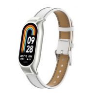 eses Bőr szíj Xiaomi Mi Band 8-hoz - Fehér