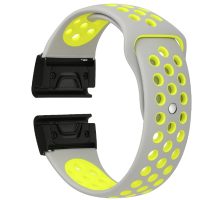 eses Szilikon perforált szíj Garminhoz - Szürke sárga, QuickFit 22 mm