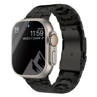 eses Titanium szíj csíkkal Apple Watchhoz - Fekete 42mm, 44mm, 45mm, 49mm