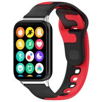 eses Szilikon szíj Xiaomi Redmi Watch 4 és Xiaomi Smart Band 8 Pro órákhoz - Fekete és piros
