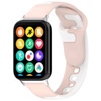 eses Szilikon szíj Xiaomi Redmi Watch 4 és Xiaomi Smart Band 8 Pro órákhoz - Rózsaszín és fehér