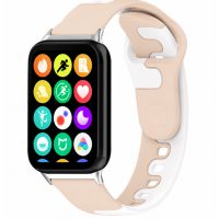 eses Szilikon szíj a Xiaomi Redmi Watch 4, 5, 6 és Smart Band 8 Pro és 9 Pro - Rózsaszín-fehér