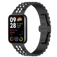 eses Fém szíj a Xiaomi Redmi Watch 4, Smart Band 8 Pro és 9 Pro modellekhez - Fekete és ezüst