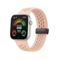 eses Szilikon lyukszíj mágneses csattal a Huawei Watch Fit 3, 4 és 4 Pro órához - Rózsaszín