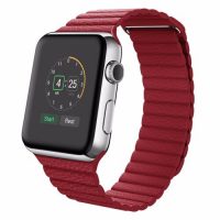 eses Bőr mágnesszíj Apple Watchhoz - Piros 38mm, 40mm, 41mm