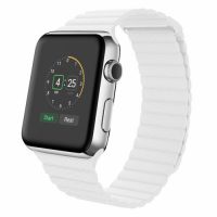 eses Bőr mágnesszíj Apple Watchhoz - Fehér S, M, L - 42mm, 44mm, 45mm, 49mm