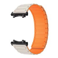 eses mágneses szilikon szíj Amazfit T-Rex 3 Pro 48mm - Fehér-narancs