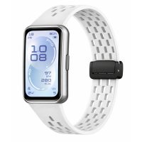 eses Szilikon lyukacsos szíj mágneses csattal Huawei Band 11 és Huawei Band 11 Pro - Fehér
