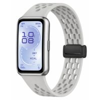 eses Szilikon lyukacsos szíj mágneses csattal Huawei Band 11 és Huawei Band 11 Pro - Világosszürke