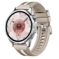eses Szilikon óraszíj fehér csíkkal - bézs, 22 mm