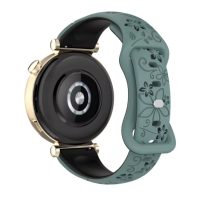 eses Silikon szíj virágmintával - Zöld fekete, 20 mm