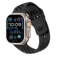 eses Szilikon szíj az Apple Watch-hoz ferde végződésekkel - Fekete 42mm, 44mm, 45mm, 49mm