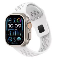 eses Szilikon szíj az Apple Watch-hoz ferde végződésekkel - Fehér 42mm, 44mm, 45mm, 49mm