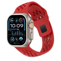 eses Szilikon szíj az Apple Watch-hoz ferde végződésekkel - Piros 42mm, 44mm, 45mm, 49mm