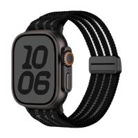 eses Nylon heveder Apple Watch-hoz átlátszó csíkokkal - Fekete 38mm, 40mm, 41mm, 42mm