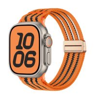 eses Nylon heveder Apple Watch-hoz átlátszó csíkokkal - Narancs 38mm, 40mm, 41mm, 42mm