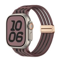 eses Nylon heveder Apple Watch-hoz átlátszó csíkokkal - Lila 38mm, 40mm, 41mm, 42mm