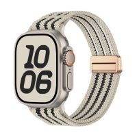 eses Nylon heveder Apple Watch-hoz átlátszó csíkokkal - Bézs 42mm, 44mm, 45mm, 49mm
