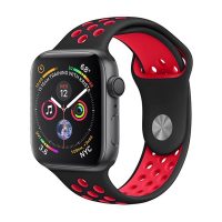 eses Szilikon szíj Apple Watchhoz - Fekete piros, S, M, L - 38mm, 40mm, 41mm