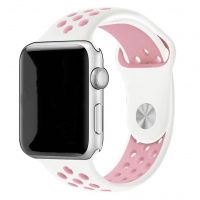 eses Szilikon szíj Apple Watchhoz - Fehér rózsaszín, S, M, L - 38mm, 40mm, 41mm
