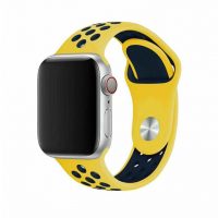 eses Szilikon szíj Apple Watchhoz - Sárga és sötétkék, S, M, L - 38mm, 40mm, 41mm