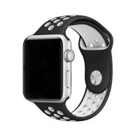 eses Szilikon szíj Apple Watchhoz - Fekete fehér, S, M, L - 42mm, 44mm, 45mm, 49mm