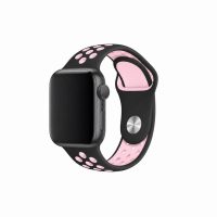 Silikon szíj Apple Watch-hoz - Fekete-rózsaszín, S, M, L - 42mm, 44mm, 45mm, 49mm