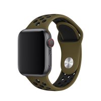 eses Szilikon szíj Apple Watchhoz - Khaki és fekete, S, M, L - 42mm, 44mm, 45mm, 49mm