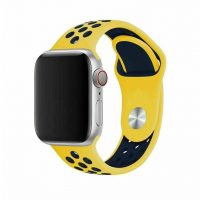 eses Szilikon szíj Apple Watchhoz - Sárga és sötétkék, S, M, L - 42mm, 44mm, 45mm, 49mm