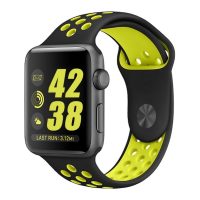 eses Szilikon szíj Apple Watchhoz - Fekete sárga, S, M, L - 42mm, 44mm, 45mm, 49mm