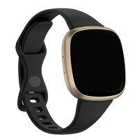 eses Szilikon szíj Fitbit Versa 3 és 4, Sense 1 és 2 - S méret, fekete